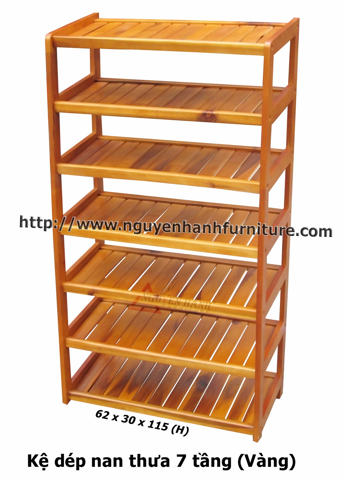 Name product: 7 storey Shoeshelf with sparse blades (yellow) -  Dimensions: 62 x 30 x 115 (H) - Description: Wood natural rubber